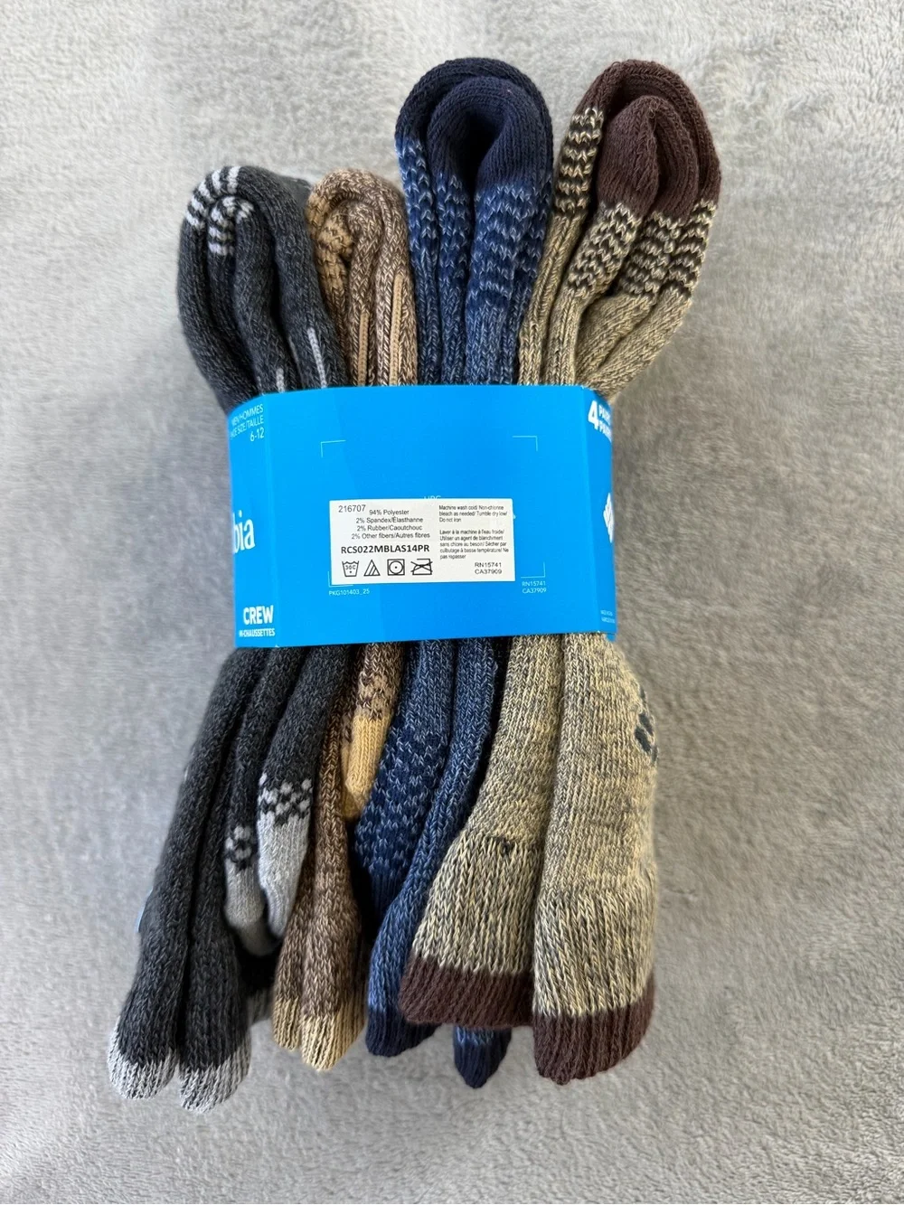 (4 Pairs) Columbia Men's Crew Socks - Charcoal and Light Gray